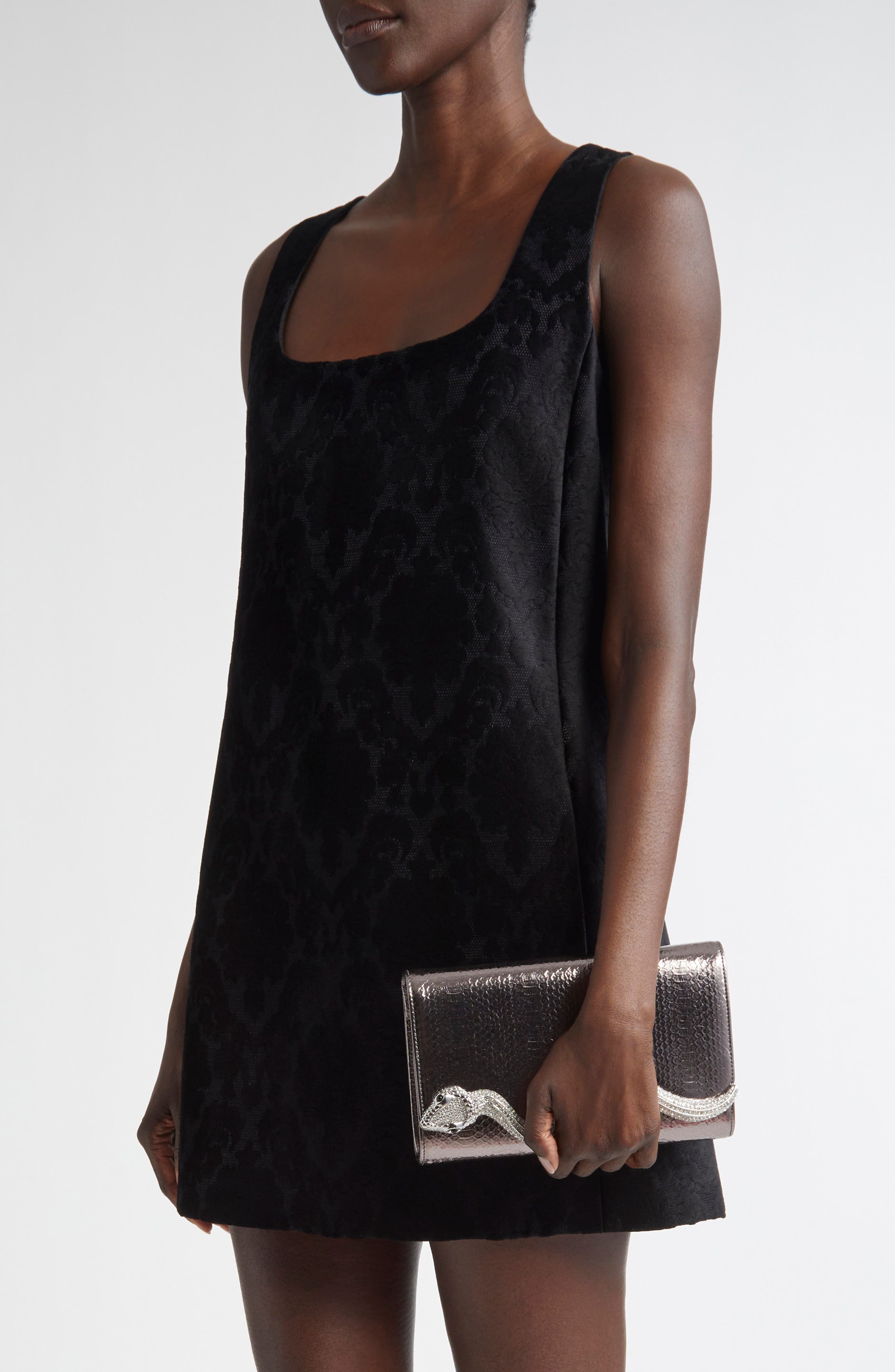 Judith Leiber Serpent Fizzoni Snake Embossed Faux Leather Clutch, Alternate, color, Silver Gunmetal