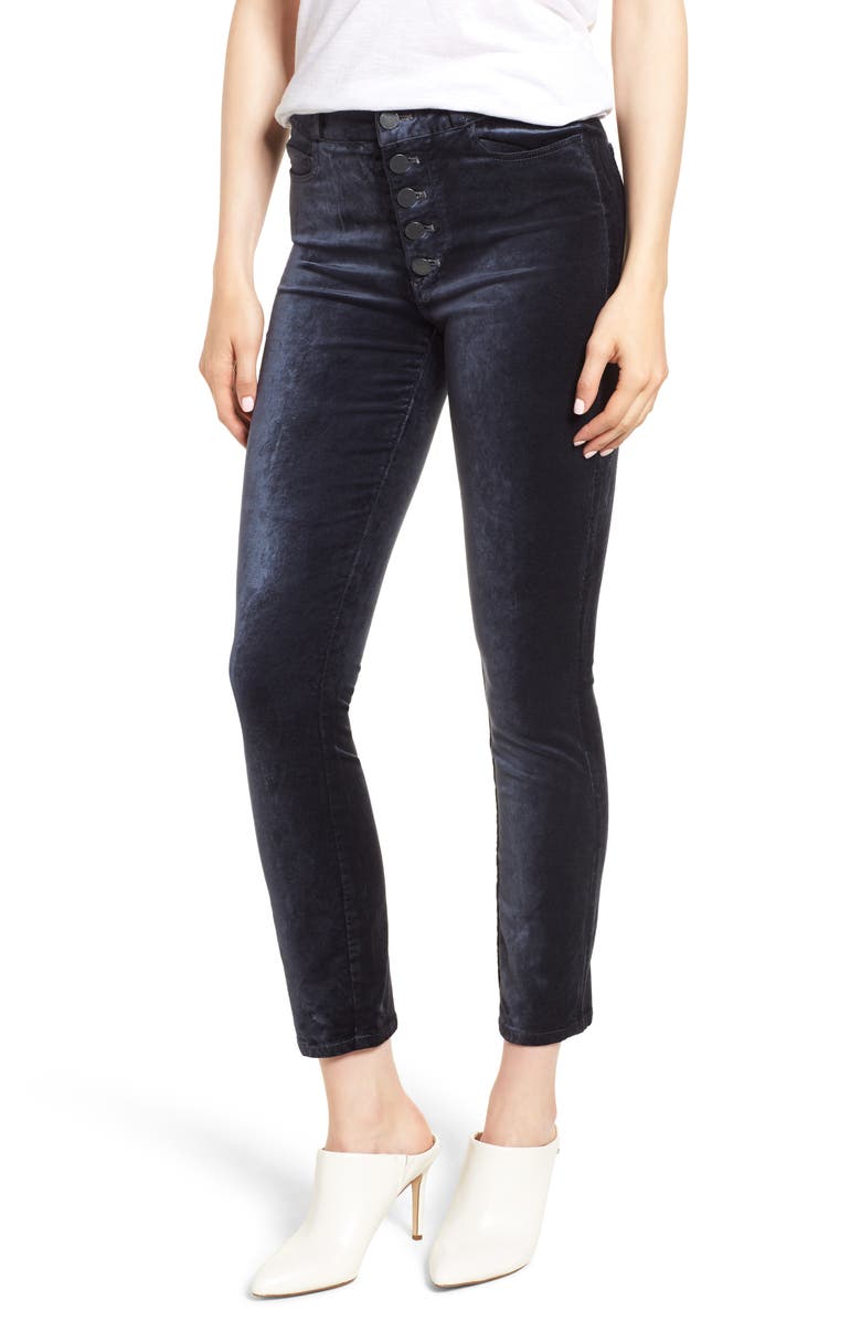 PAIGE Hoxton High Waist Ankle Peg Velvet Jeans, Main, color, 
