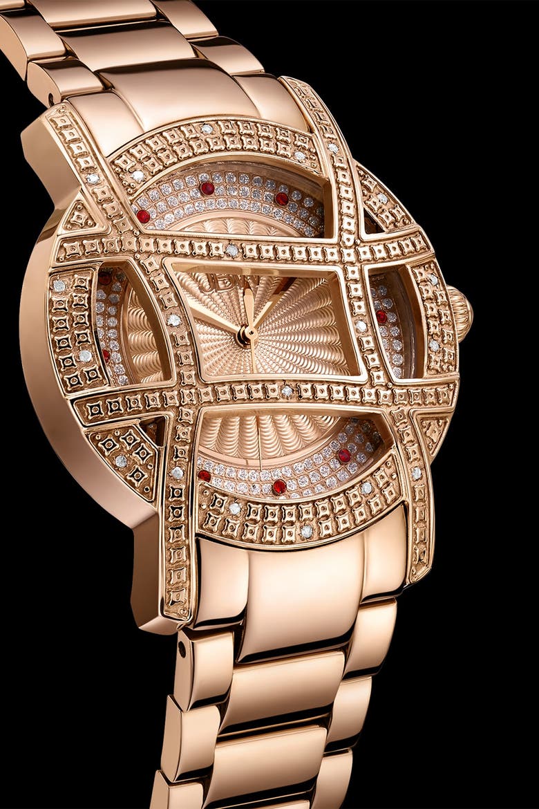 Women's Olympia 10 Year Anniversary Diamond Bracelet Strap Watch, 37mm - 0.20 ctw, Alternate, color, ROSE GOLD