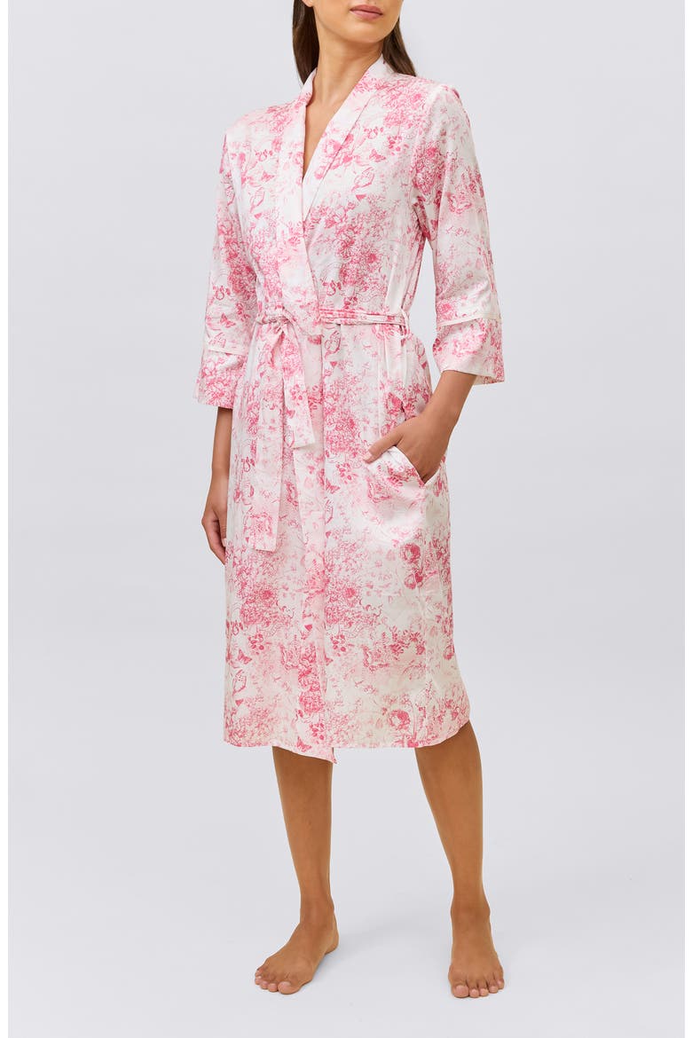 Toile de Jouy Cotton Sateen Midi Robe, Alternate, color, PINK LEMONADE