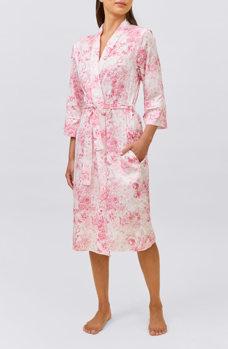 Papinelle Toile de Jouy Cotton Sateen Midi Robe, Alternate, color, Pink Lemonade