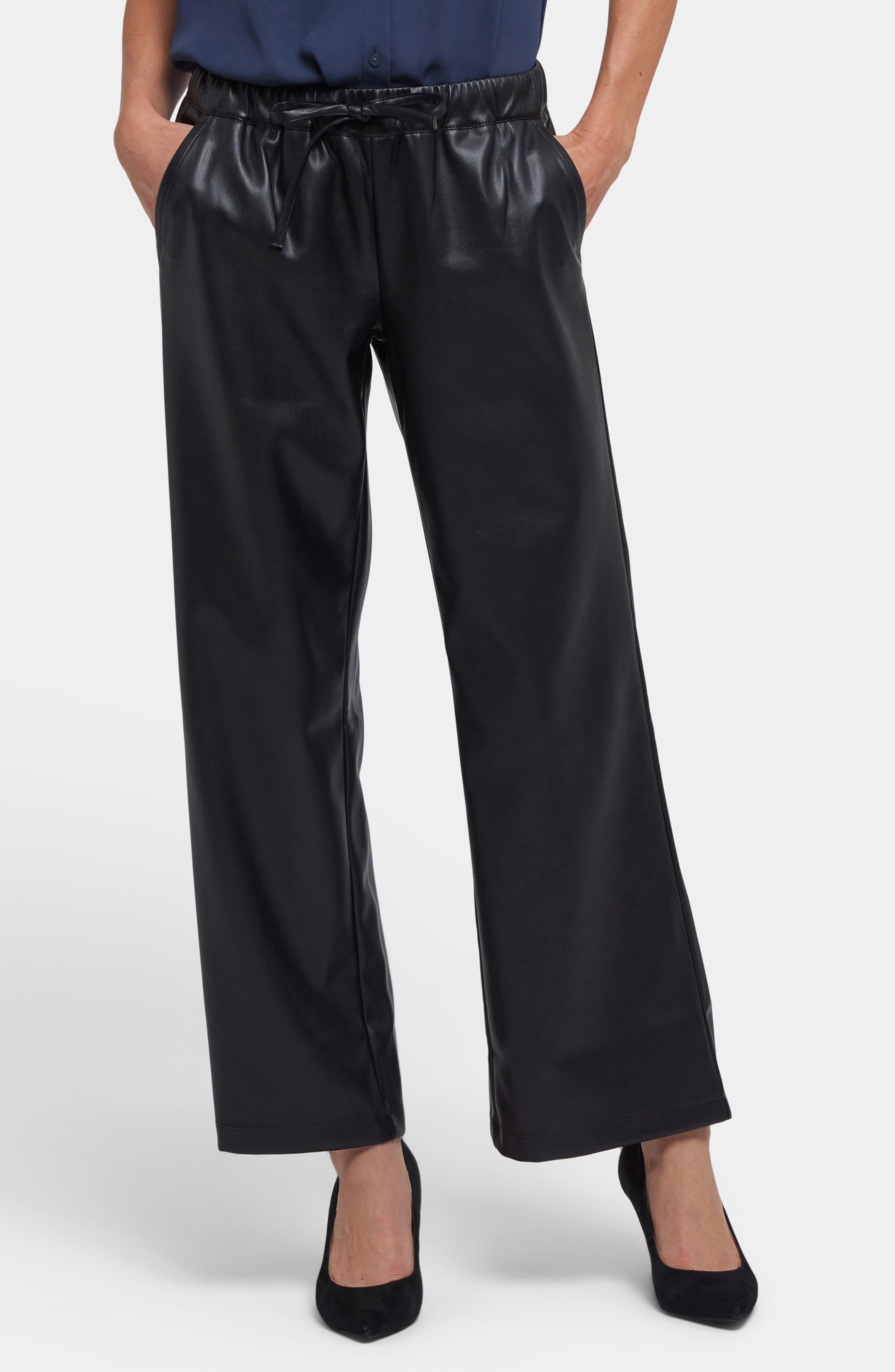 Wide Leg Faux Leather Pants