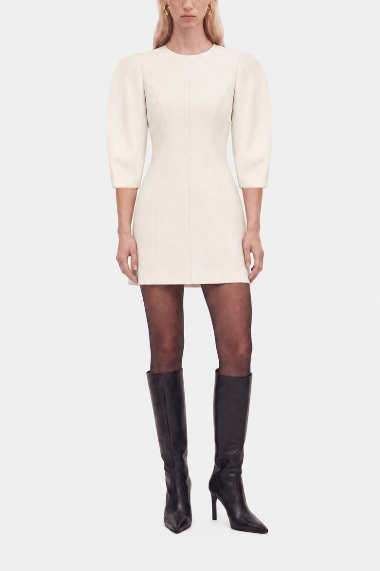 Balloon Sleeve Seam Detail Mini Dress, Main, color, Ivory