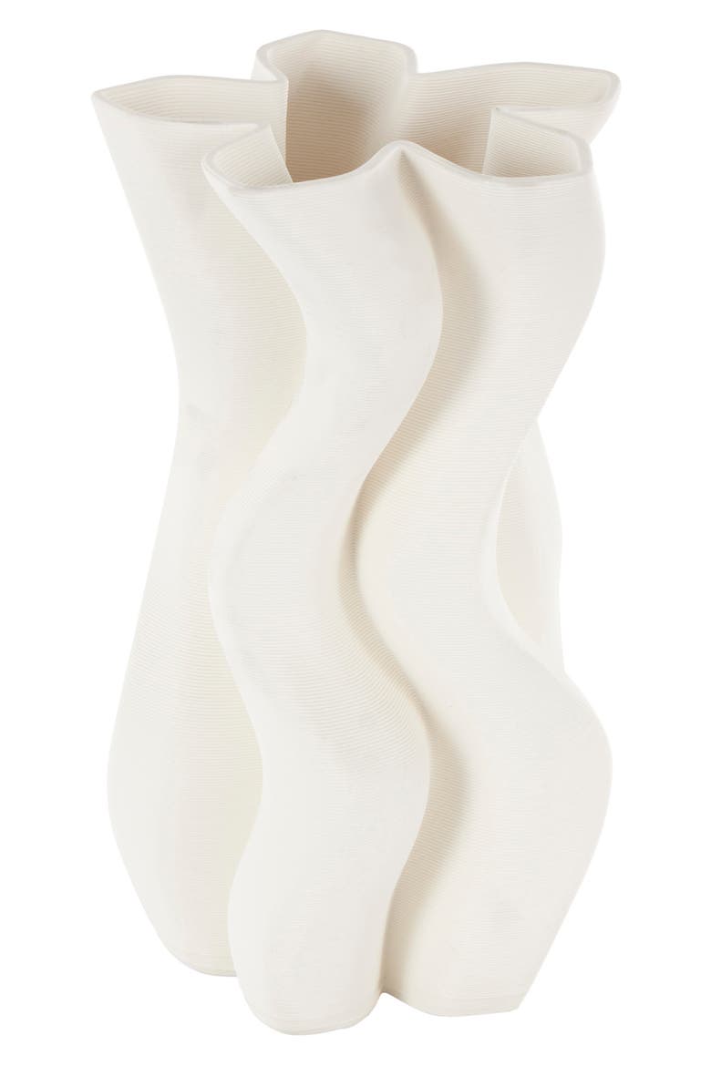 Fluted Ceramic Vase, Alternate, color, WHITE