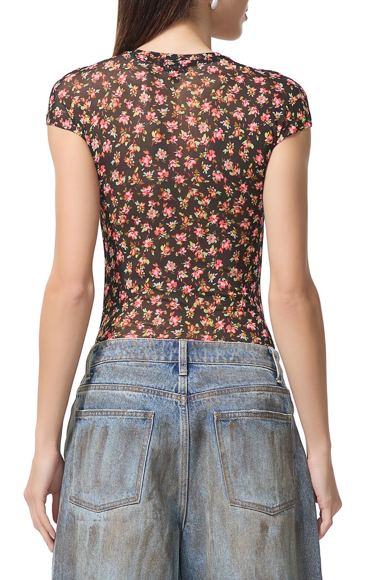 AFRM Nina Print Cap Sleeve Mesh Top, Alternate, color, Spring Ditsy