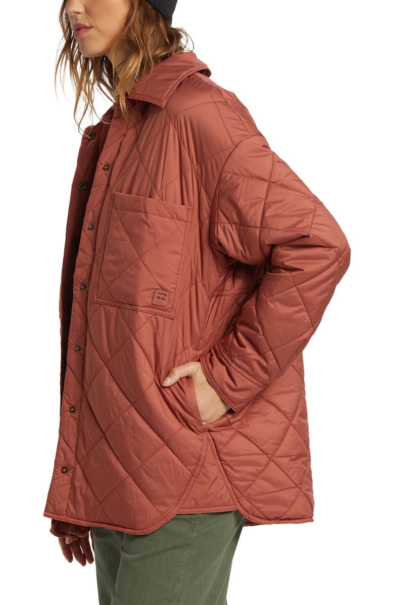 Billabong Transport Water Resistant Snap-Up Shacket, Alternate, color, Sweet Chocolate