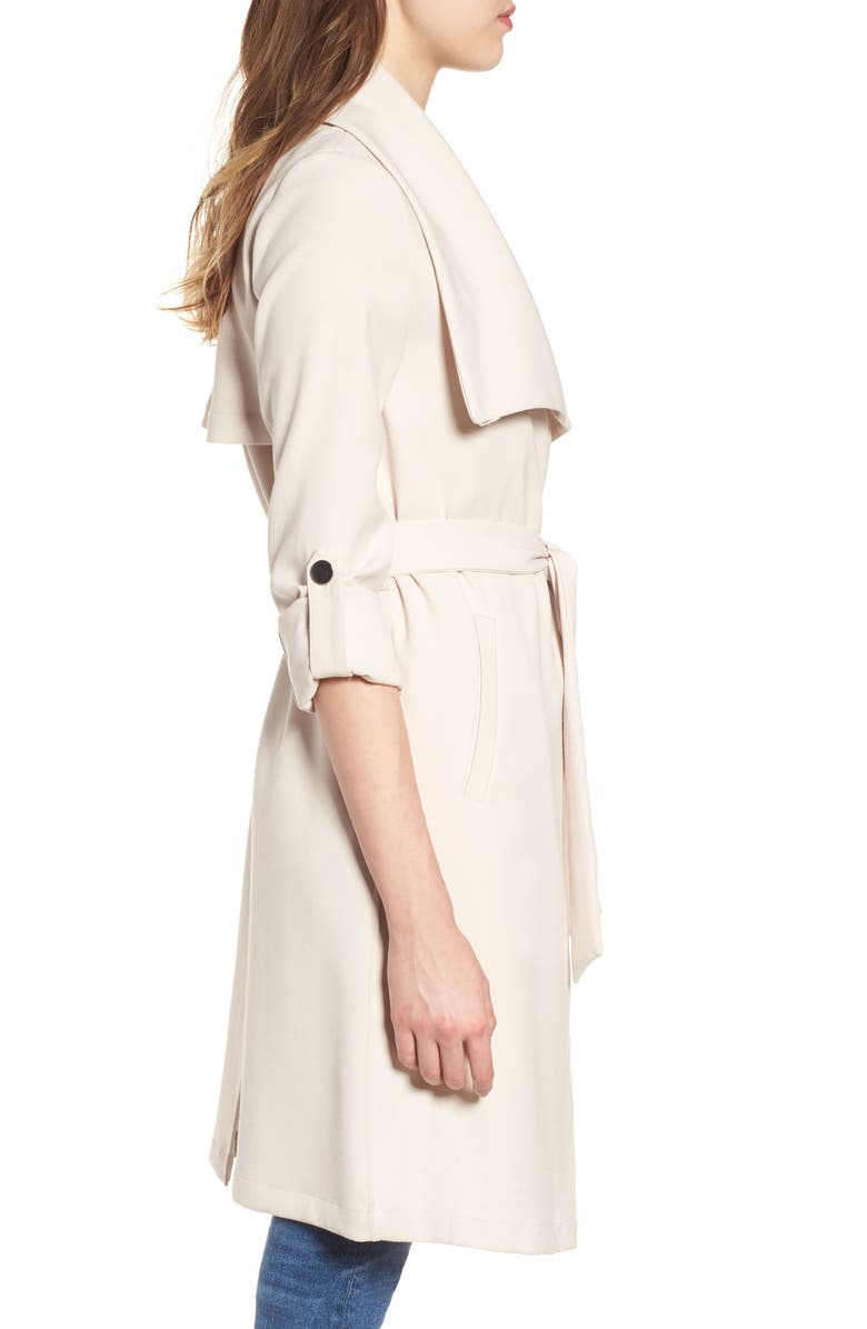 Soia & Kyo Roll Sleeve Drape Front Long Trench Coat, Alternate, color,