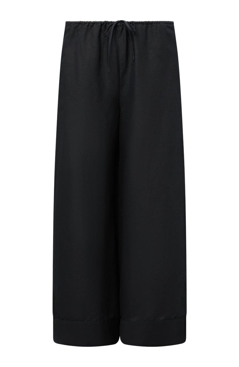 Onia Air Linen Wide Leg Drawstring Pant, Alternate, color, Black