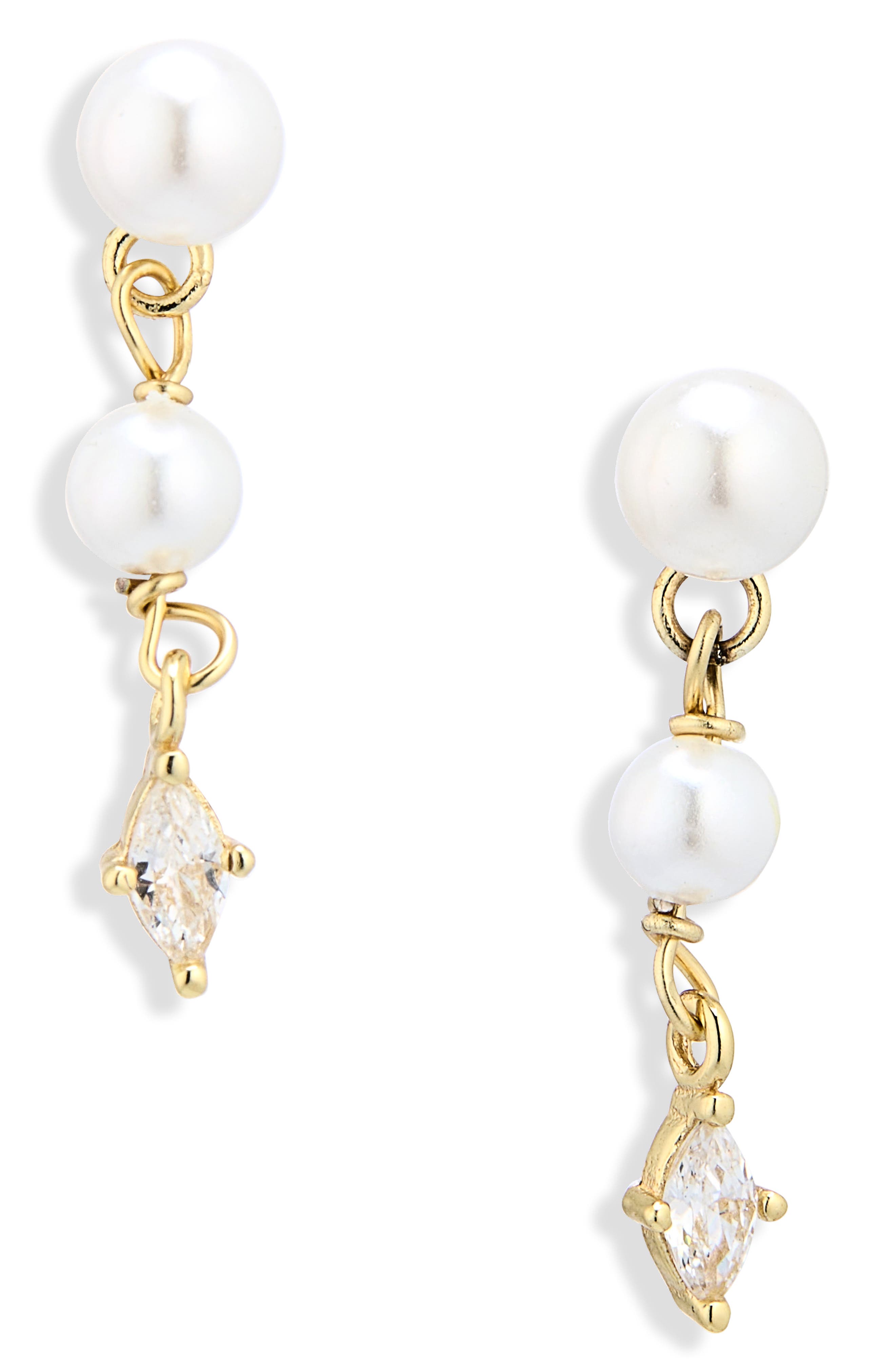 ARGENTO VIVO Freshwater Pearl & Cubic Zirconia Linear Drop Earrings