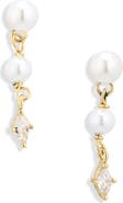 ARGENTO VIVO Freshwater Pearl & Cubic Zirconia Linear Drop Earrings
