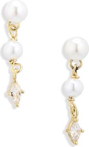 ARGENTO VIVO Freshwater Pearl & Cubic Zirconia Linear Drop Earrings