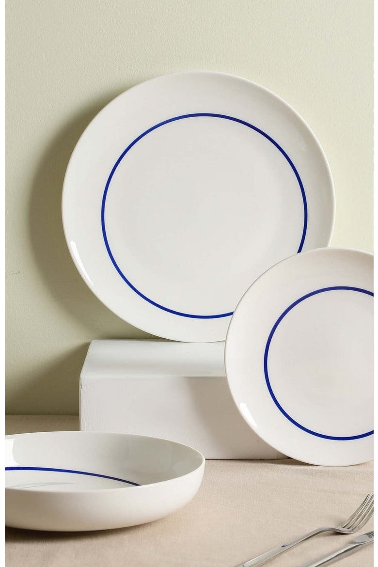 Luna Porcelain 12-Piece Dinnerware Set, Alternate, color, Blue