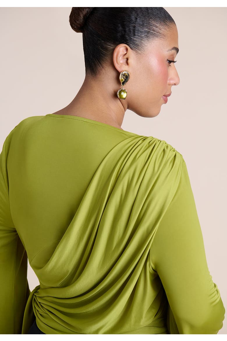Draped Tie Waist Top, Alternate, color, PEAR LIQUEUR