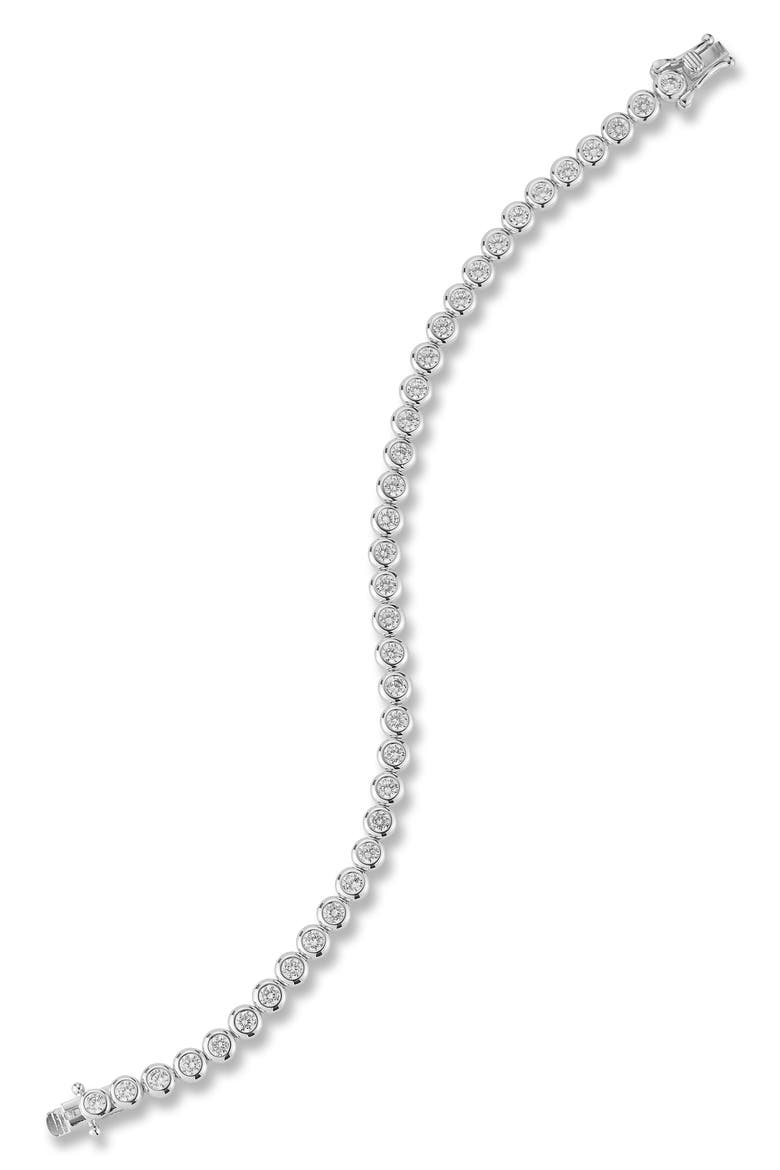 Rhodium Plated Cubic Zirconia Bezel Set Tennis Bracelet, Main, color, SILVER
