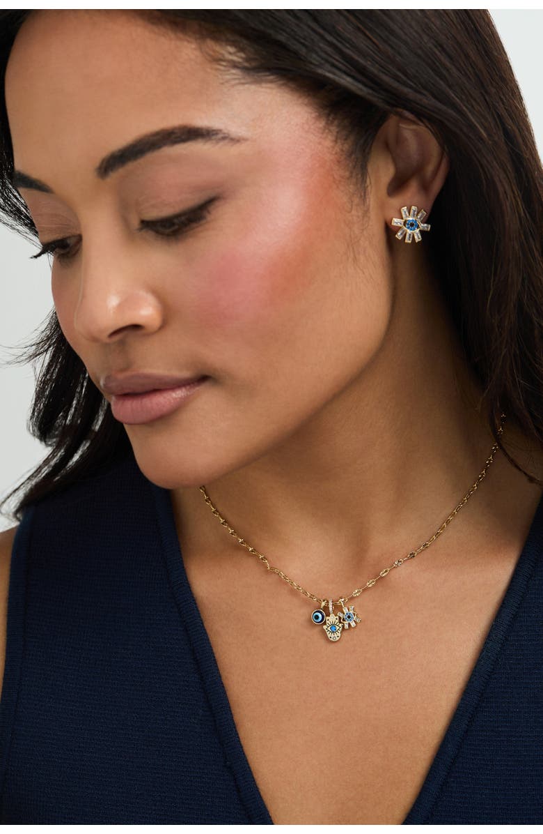 Alex and Ani Evil Eye Statement Stud, Alternate, color, Gold Blue