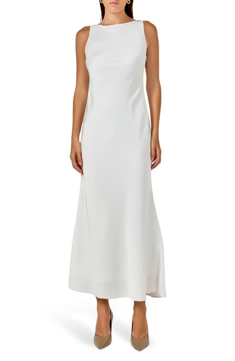 Satin and Tulle Maxi Dress