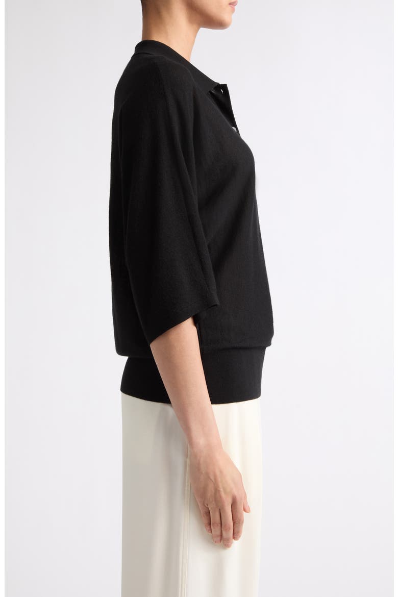 Norie Cashmere Polo Sweater, Alternate, color, BLACK
