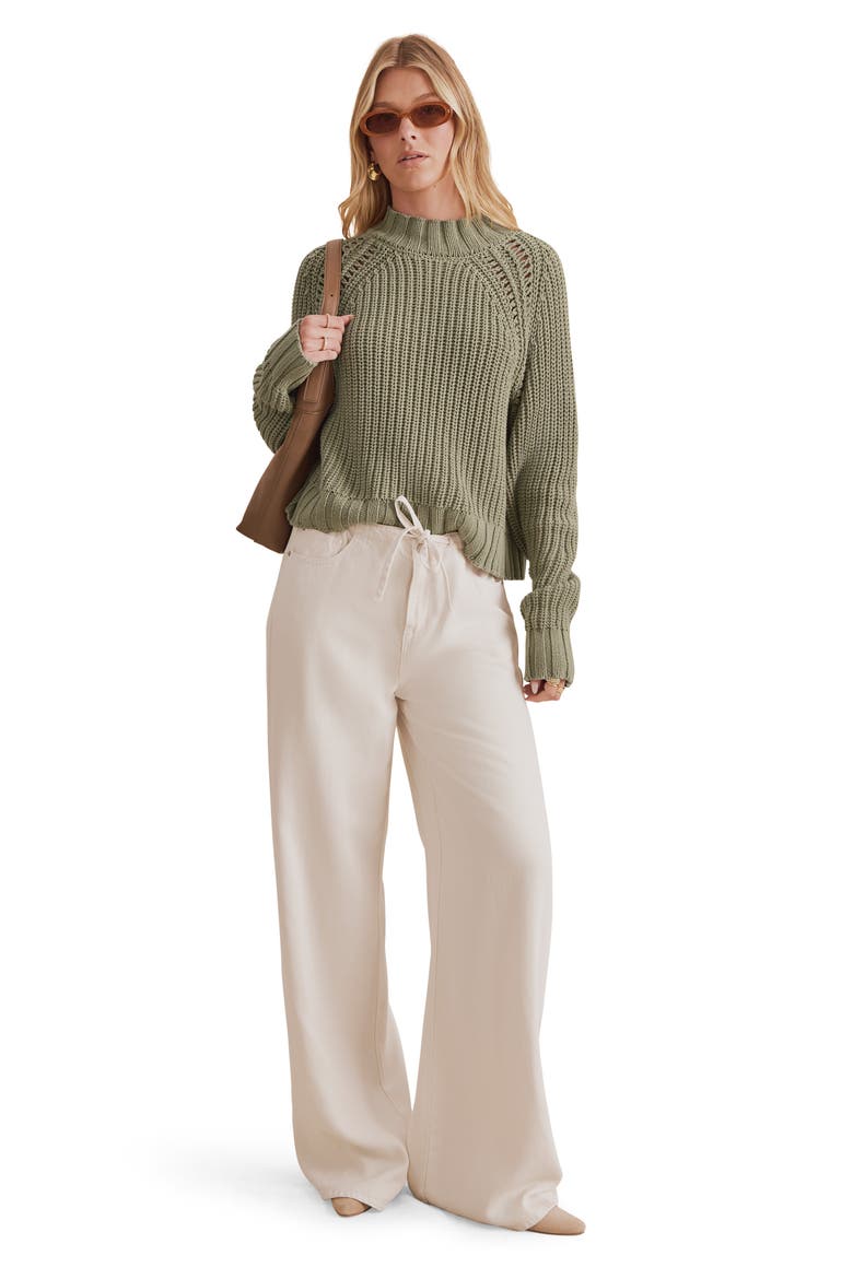 Cassidy Shaker Knit Crewneck Sweater, Alternate, color, EUCALYPTUS GREEN
