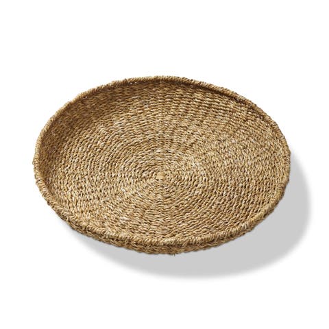 Natural Seagrass Round Serving Tray Perfect for Everyday Use