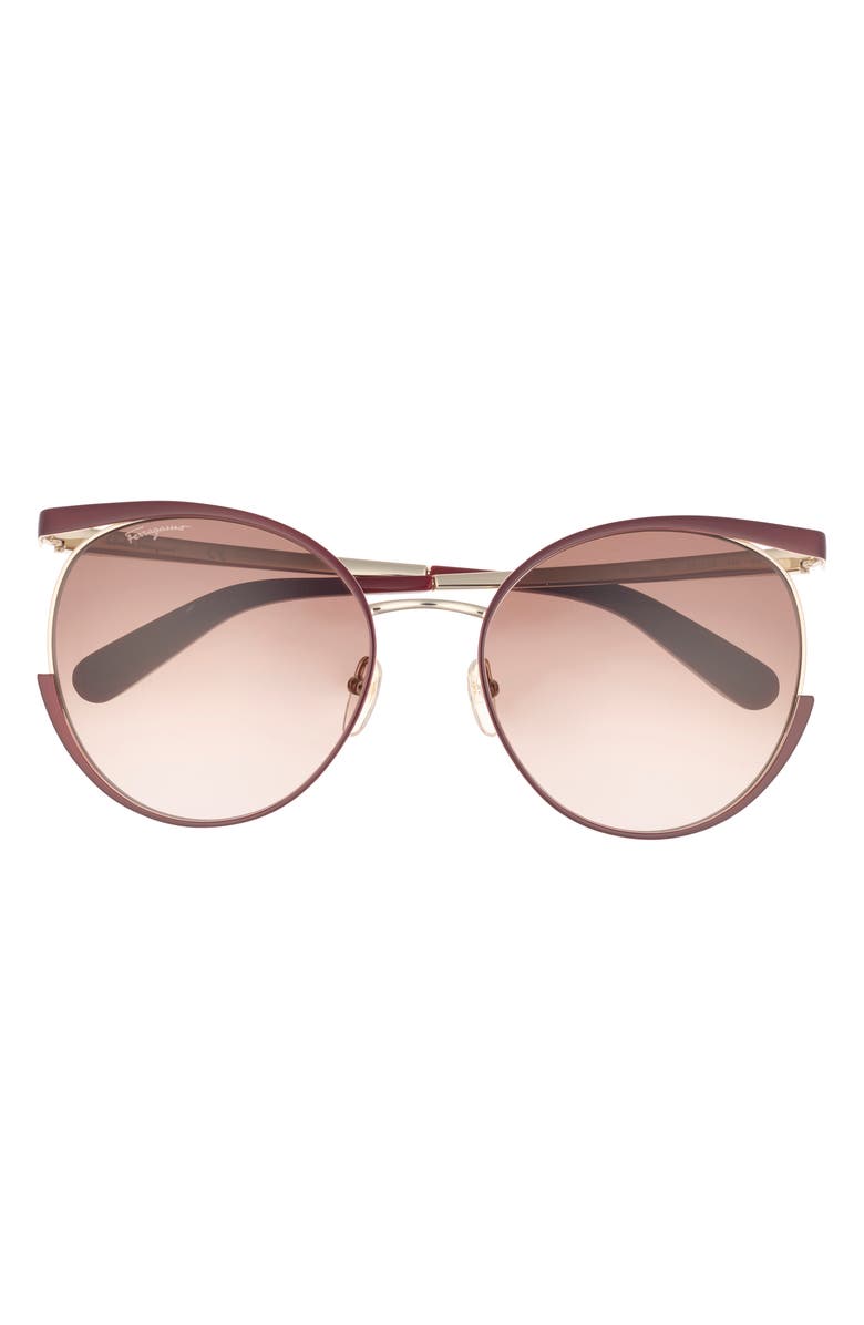 FERRAGAMO 58mm Round Sunglasses, Main, color, Bordeaux/ Gold