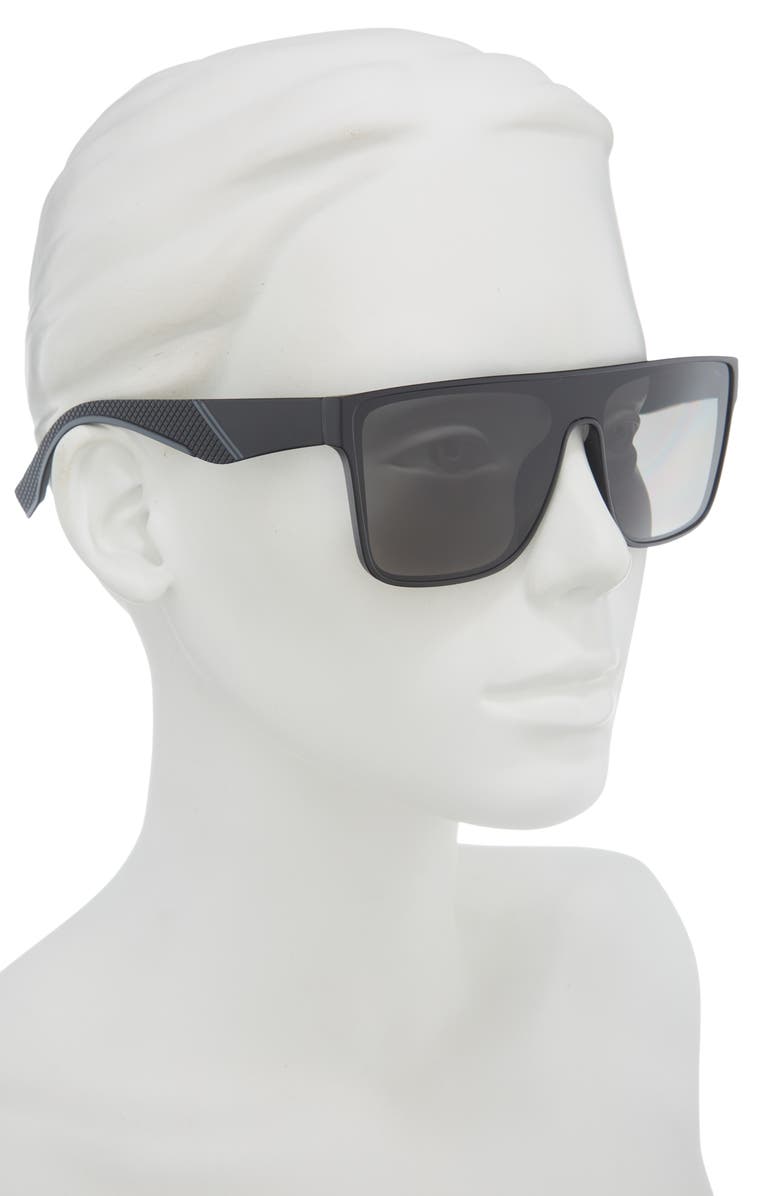Vince Camuto Flat Top Shield Sunglasses, Alternate, color, Black Grey