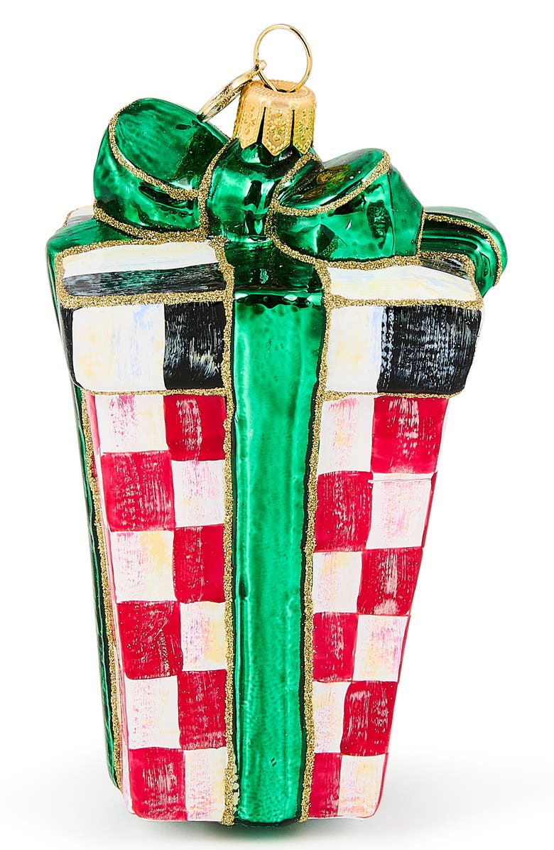 MACKENZIE CHILDS Check it Out Glass Gift Ornament, Main, color, Red