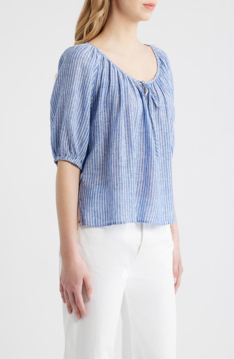Rails Kirstie Stripe Split Neck Linen Blend Top, Alternate, color, Barletta Stripe