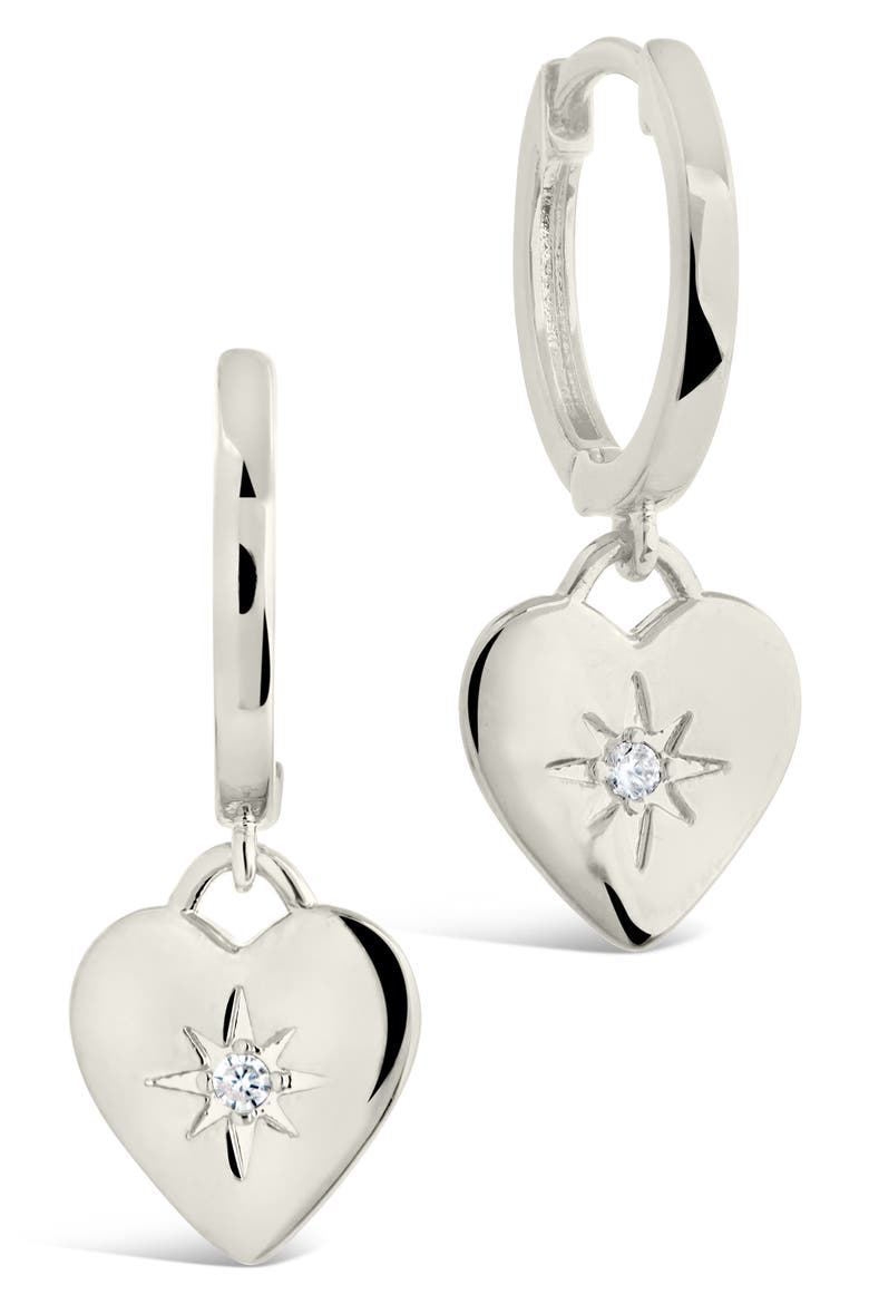 Vivienne CZ Heart Drop Earrings, Main, color, SILVER