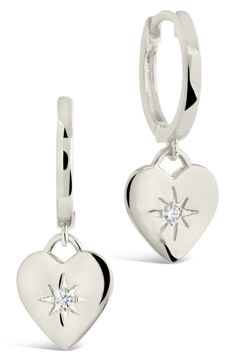 Sterling Forever Vivienne CZ Heart Drop Earrings, Main, color, Silver