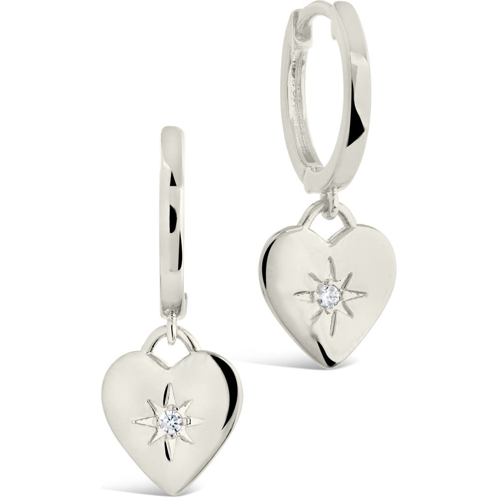 Sterling Forever Vivienne Cz Heart Drop Earrings In Silver