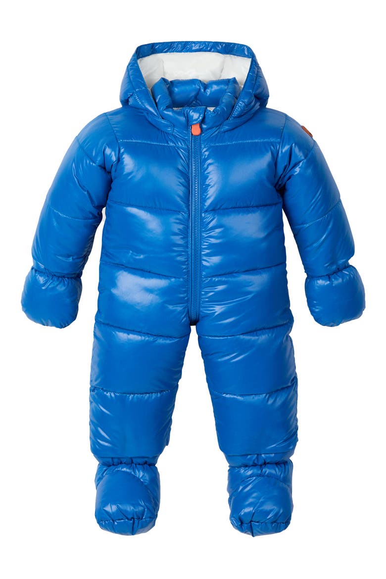 Hooded Quilted Snowsuit with Removable Mittens, Main, color, BLUE BERRY