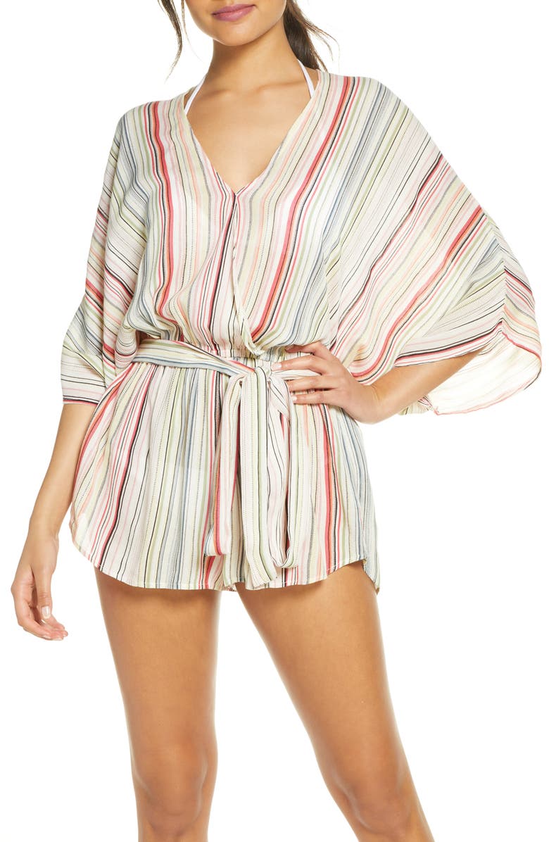 Elan Stripe Cover-Up Romper, Main, color,