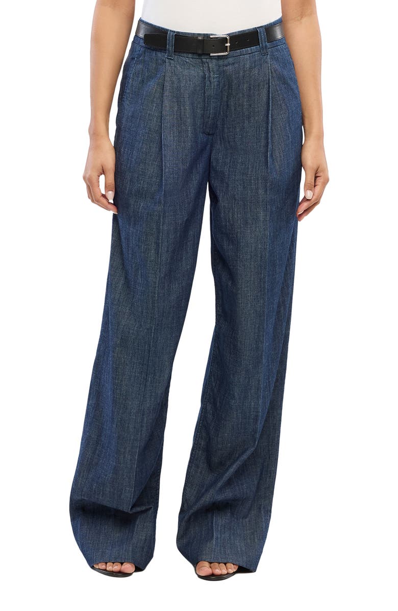 Another Tomorrow Chambray Relaxed Wide Leg Pant, Alternate, color, Dark Blue