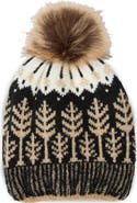 SAACHI Fair Isle Faux Fur Pompom Beanie
