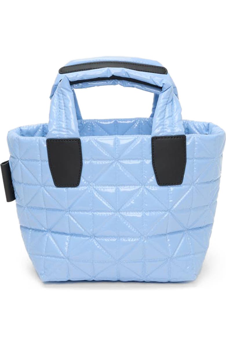 VeeCollective Mini Vee Water Repellent Quilted Nylon Tote, Main, color, Cerulean Vinyl