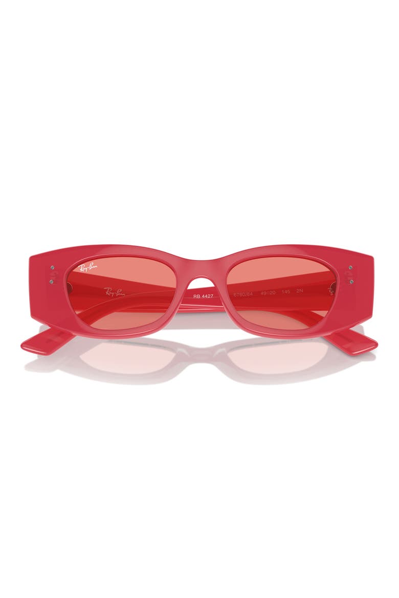 Kat 49mm Small Rectangular Sunglasses, Main, color, PINK