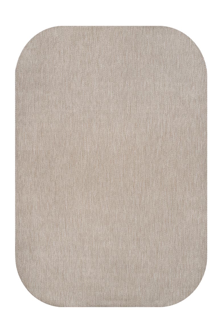 Miles Modern Minimalist Radius Corner Solid Indoor/Outdoor Shaped Area Rug, Main, color, Beige