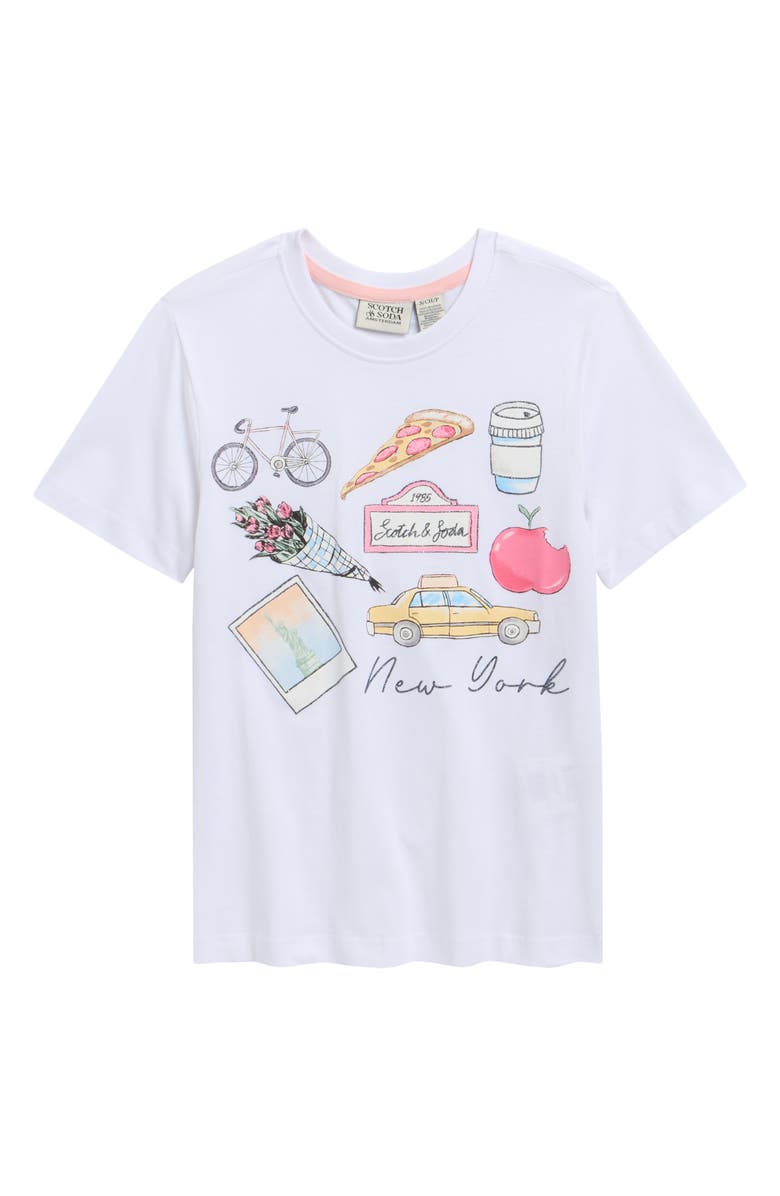 Scotch & Soda Kids' New York Graphic T-Shirt, Main, color, White Traditional