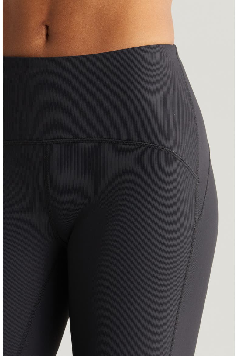 Luxe High Waist Rib Flare Leggings, Alternate, color, BLACK
