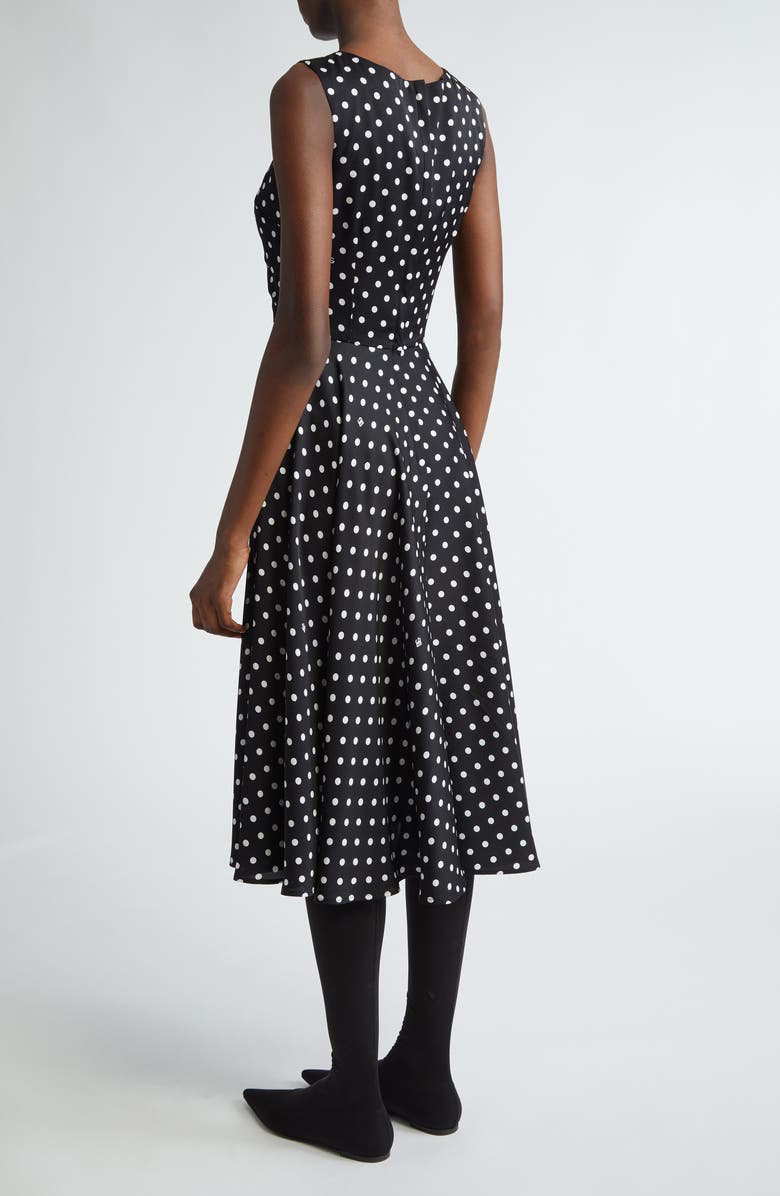Dolce&Gabbana Polka Dot Sleeveless Stretch Silk Midi Dress, Alternate, color, 
