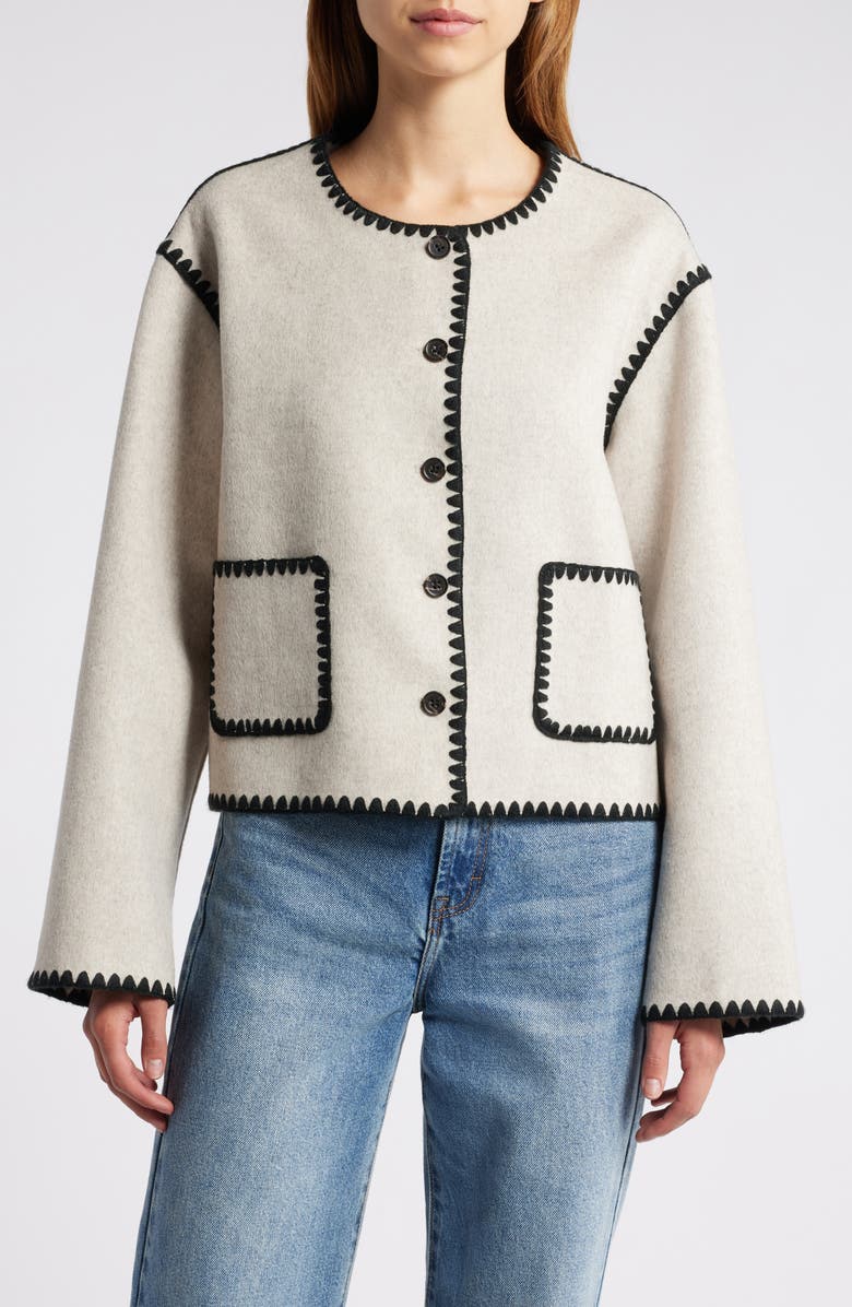 Rails Melanie Embroidered Detail Wool Blend Jacket, Alternate, color, Oatmeal