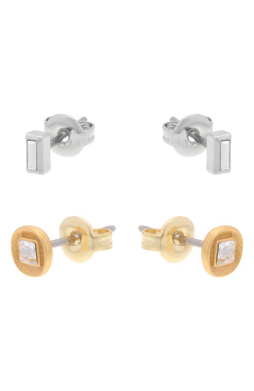 Reiss Mimi Micro Set Of 2 Stud Earrings In Silver Tn/gold Tn/crystal
