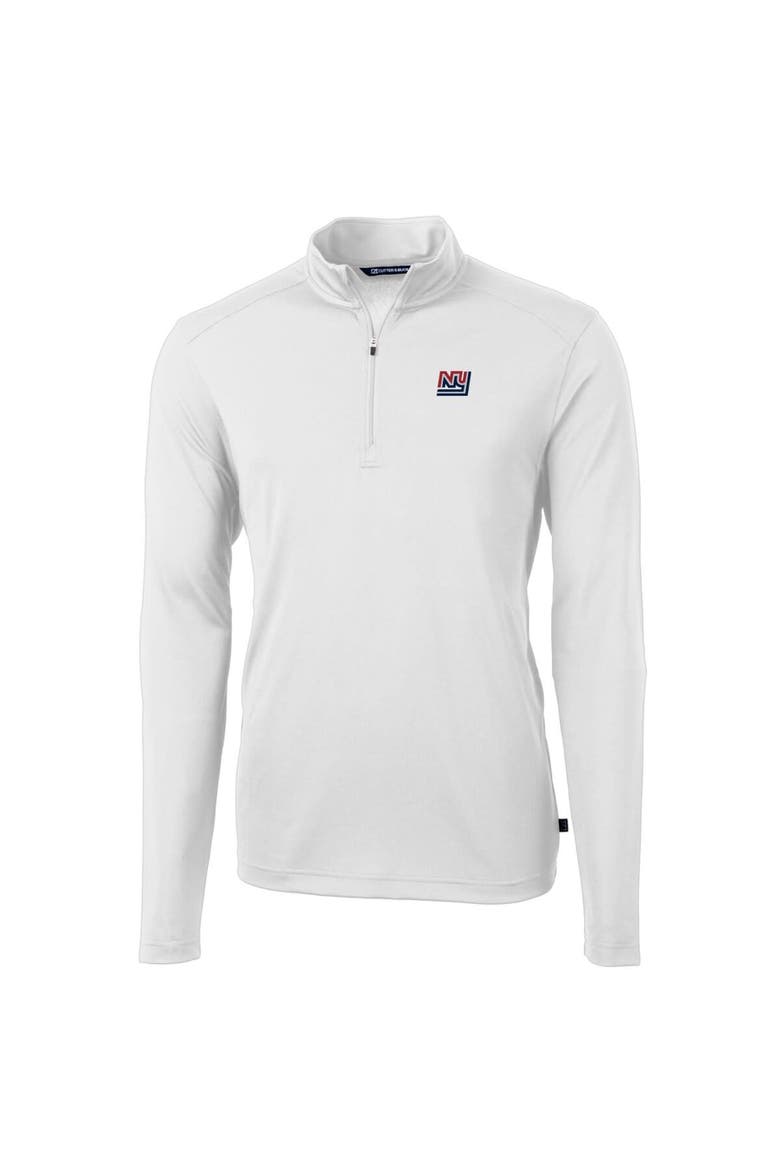 Men's Cutter & Buck White New York Giants Throwback Logo Virtue Eco Pique Recycled Quarter-Zip Pullover Top, Alternate, color, White