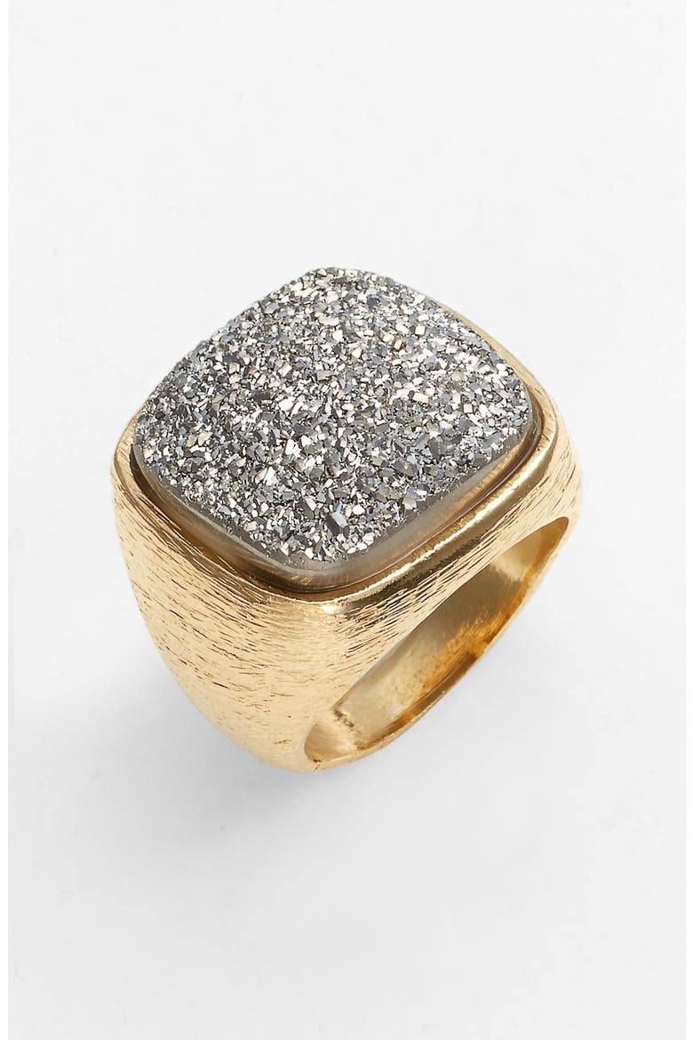 'Drusy Extravaganza' Square Ring, Main, color, GOLD TITANIUM