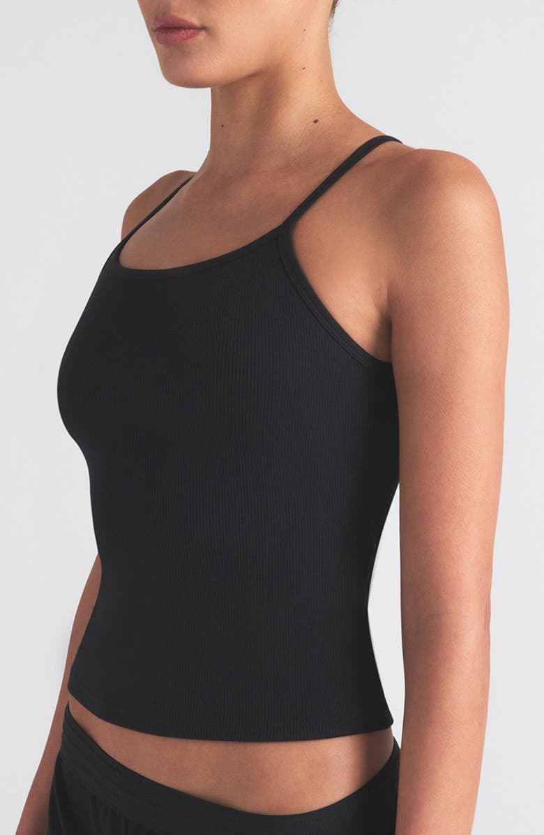 SKIMS Stretch Cotton Rib Scoop Tank, Alternate, color, Soot