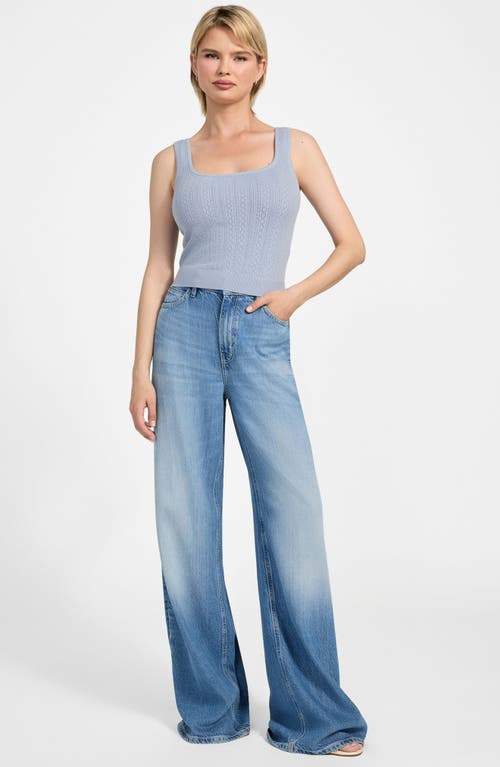 Guess Lyla Pointelle Crop Sweater Tank In Blue
