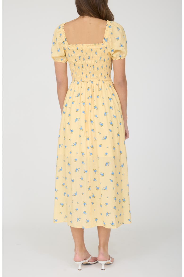 Puff Sleeve Midi Dress, Alternate, color, YELLOW/ BLUE