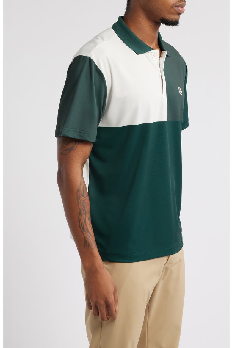 Monogram Colorblock Golf Polo, Alternate, color, FOREST