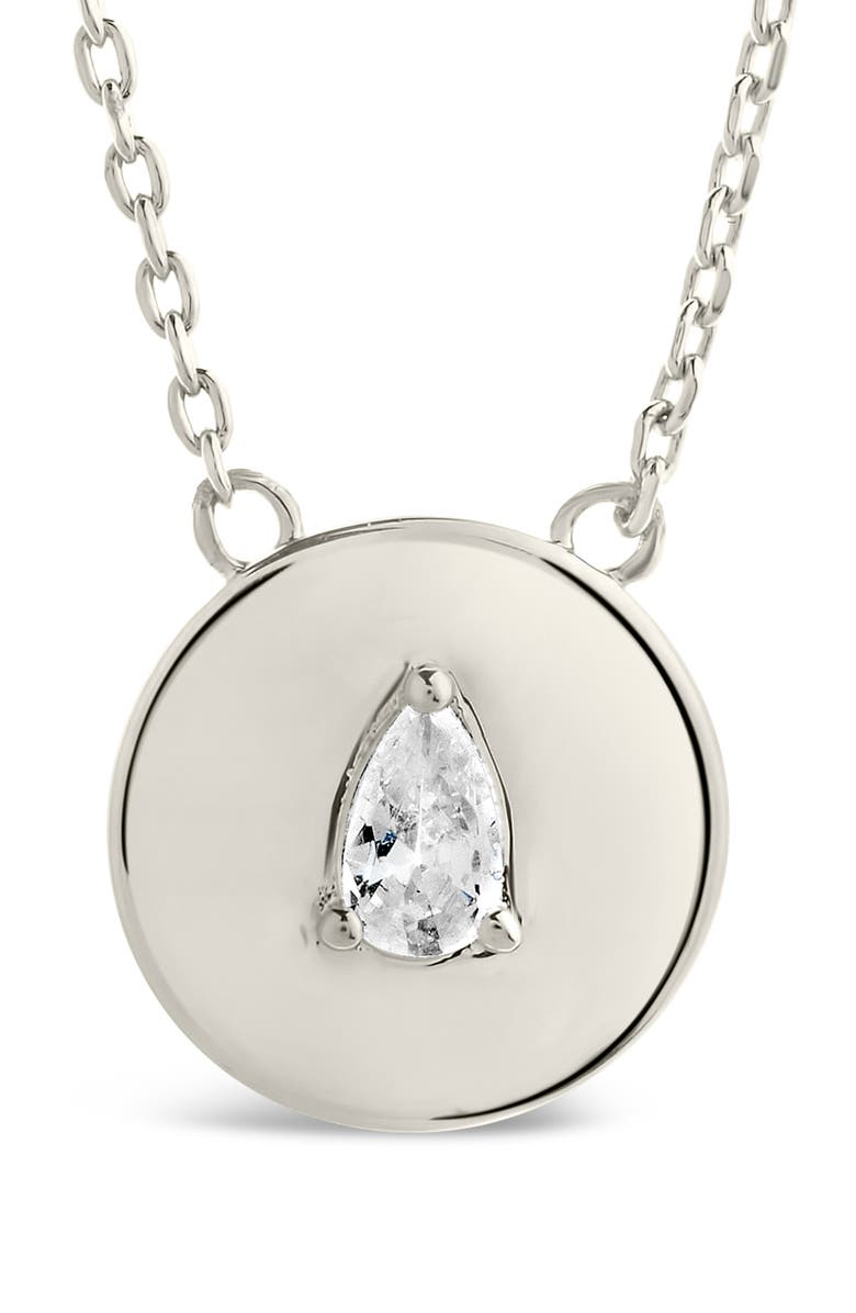Sterling Forever Cassie Cubic Zirconia Circle Pendant Necklace, Alternate, color, Silver