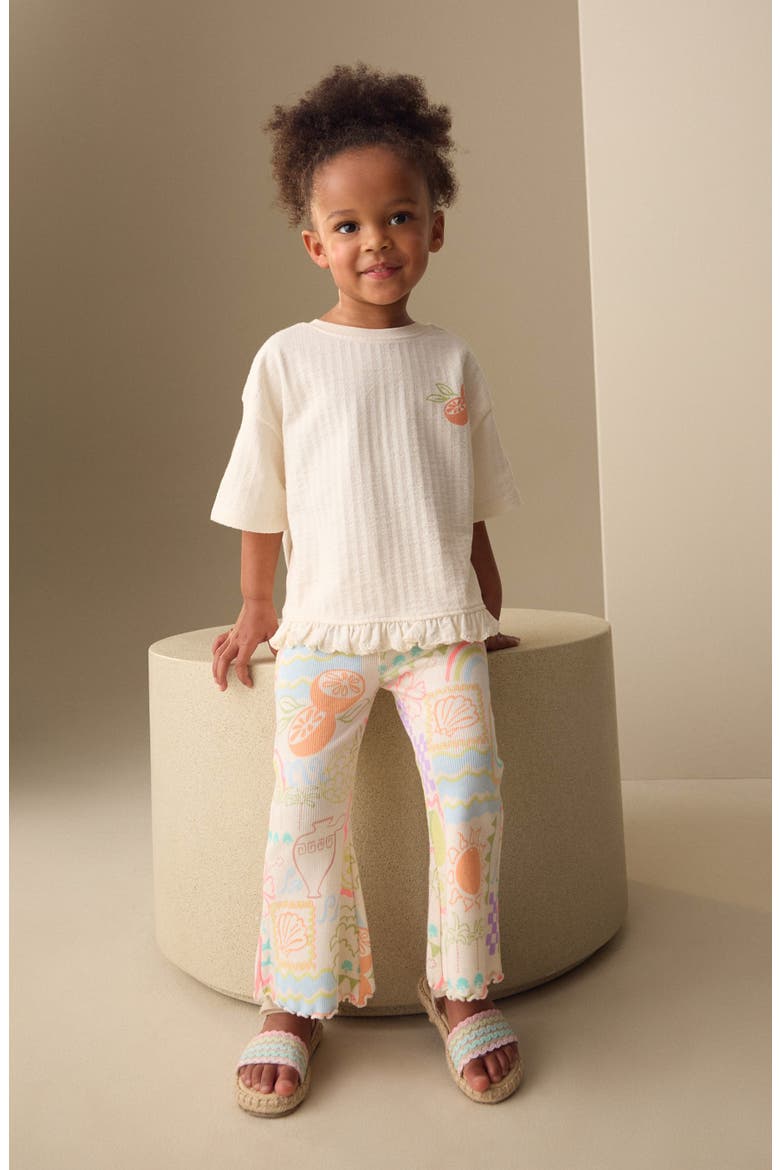 Kids' Rib Graphic T-Shirt & Flare Leggings Set, Alternate, color, WHITE